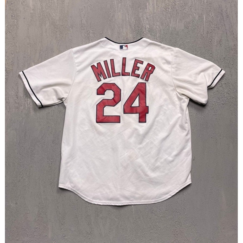 MLB Indians Miller 24 Baseball Jersey Men XL White Majestic